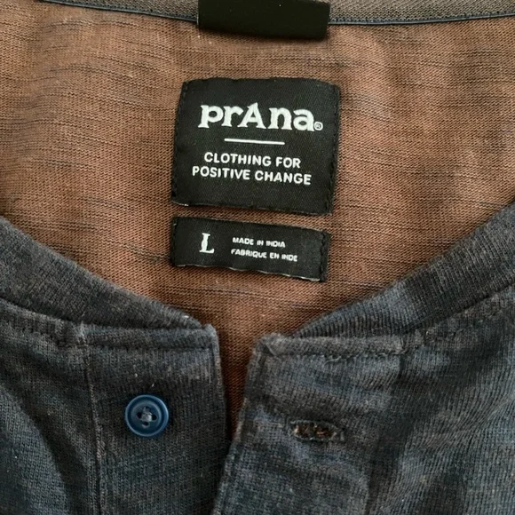 Men’s Prana Long Sleeve Henley Shirt- Heather Blue/Gray - Picture 2 of 3